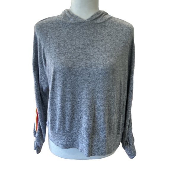 Ginger G NWOT Lightweight Hoodie w/ Rainbow Sleeves Size Small - Picture 2 of 8